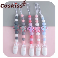 coskiss silicone elephant beads baby pacifier chain baby silicone teether bpa free pacifier clip set diy pacifier chain gift