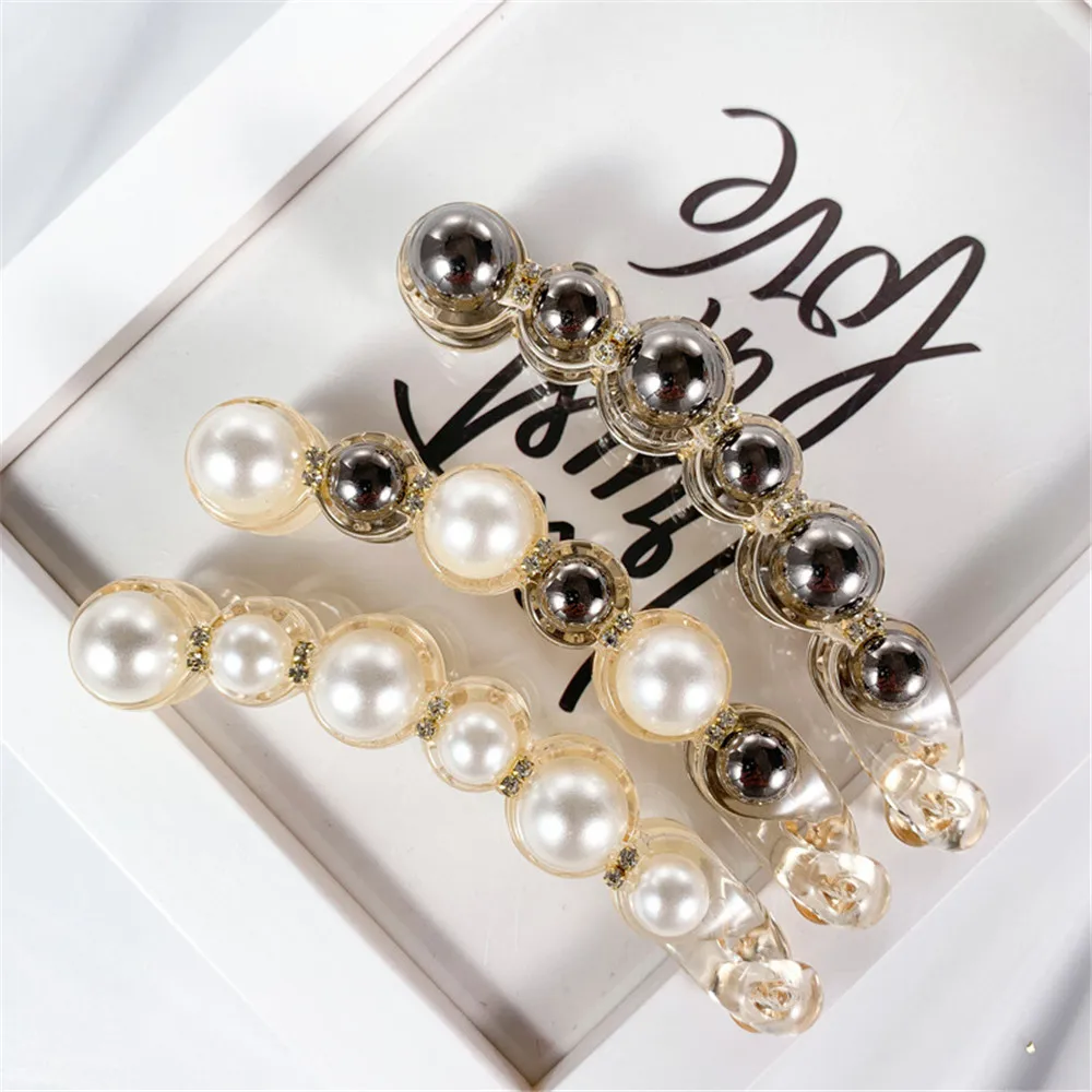 

1Pc Pearls Hairpins Hair Clips Jewelry Banana Clips Headwear Women Hairgrips Girl Ponytail Barrettes Hair Pins Accessories