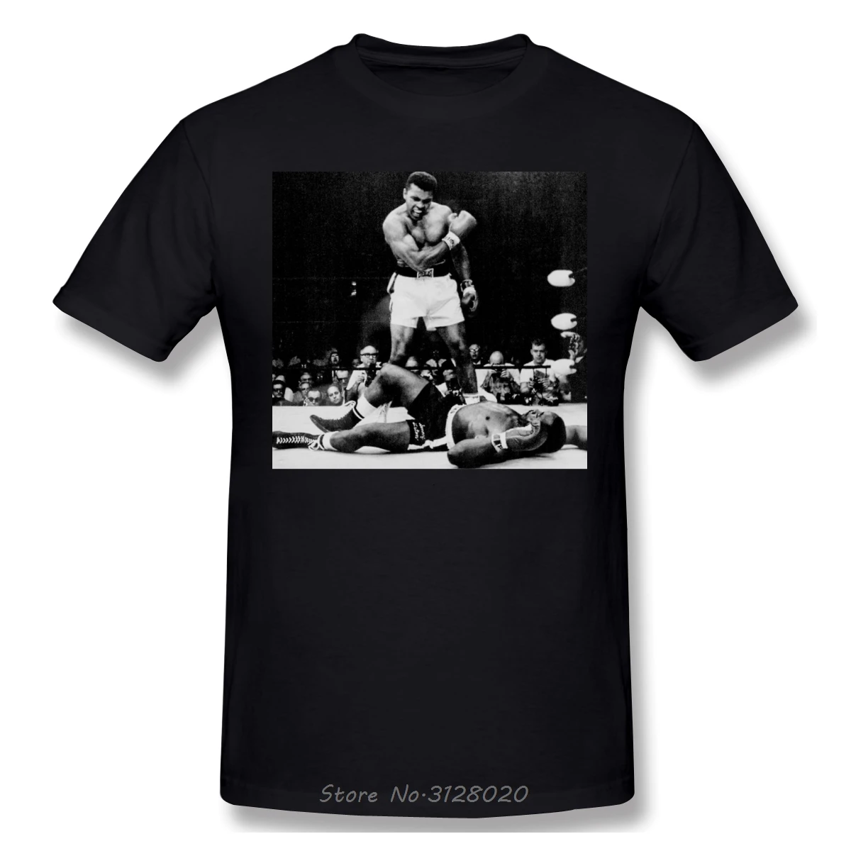 

Men Cotton T Shirt Graphic Plus Size T-shirt Letter Print Muhammad Ali Knocks Out Sonny Liston Graphic Oversized Tshirt Tees