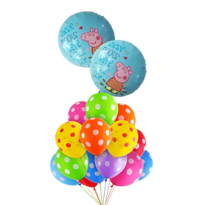 blue peppa pig 11 шт. Свинка Пеппа фольги Воздушные шары в горошек шар детский душ шарики на день рождения подарок вечеринка по случаю Дня Рождения украшения Детские игрушки Свинка Пеппа Джордж - Цвет: blue peppa pig