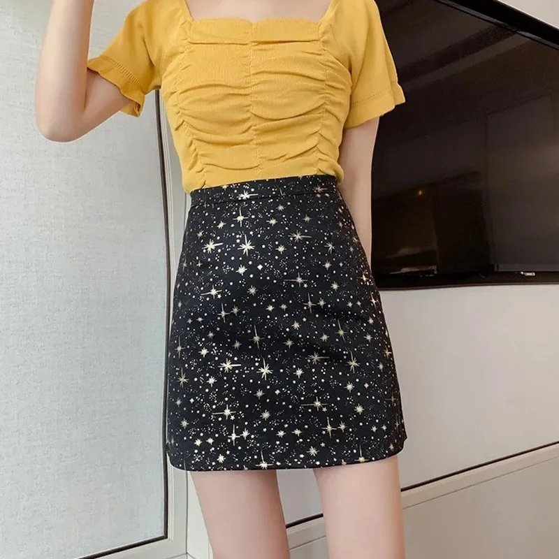 Korean Style Ladies Skirt Summer Casual Short Skirt Women High Waist Half-length Skirt