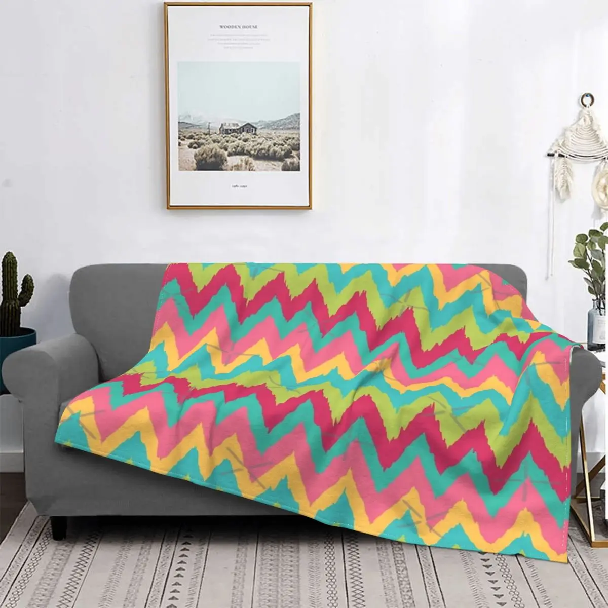 

Manta con capucha para la cama, cobertor Retro con estampado de acuarela, color turquesa, a cuadros, para la playa