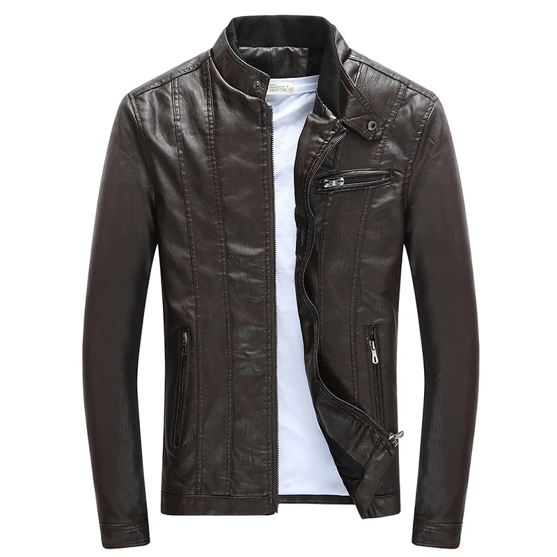 

2021 New Arrival Retro Stand Collar Motorcycle Jacket Men