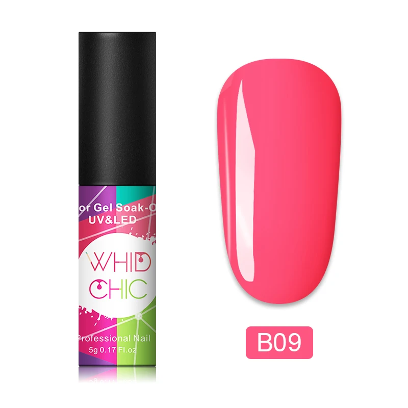 B09 WHID CHIC 1 бутылка 5 мл Блестящий цветной Гель-лак для ногтей Блестящие Блестки долговечный впитывающий УФ-гель для ногтей для самостоятельного дизайна ногтей - Цвет: B09