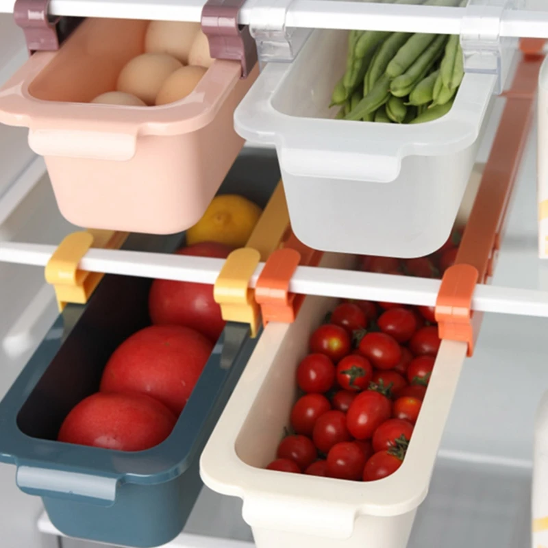 

Пластиковый ящик для холодильника, ящик для хранения, слайдер под полкой, ящик, стойка, держатель, коробка для хранения фруктов и продуктов, ...