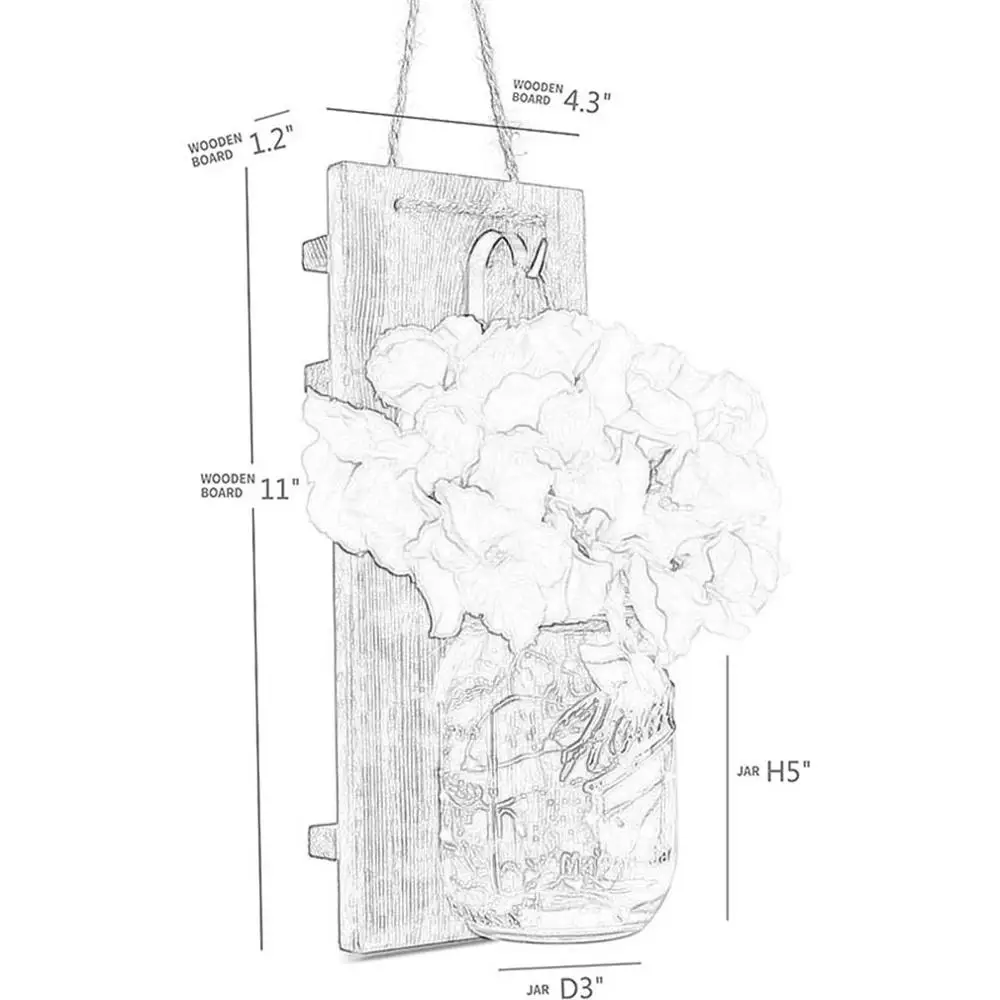 

Ins Rustic Mason Jar Wall Sconces With Led Fairy Lights Flowers For Country Home Wedding Cafe Bar Wall Bedroom Decoration Wood