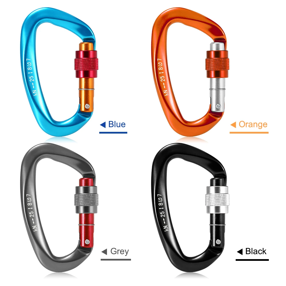 

D-shape Screw Locking Gate Carabiner Duty Buckle Pack D-ring Carabiner Climbing Rappelling Canyoning Hammock Locking Clip