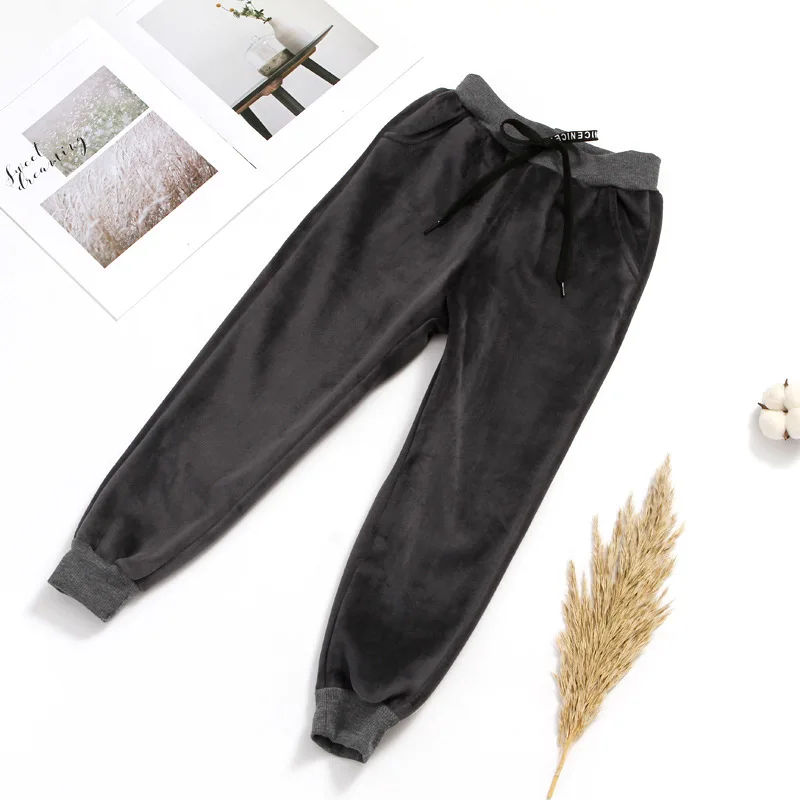 Осенне-зимние брюки для мальчиков и девочек бархатные детские плотная