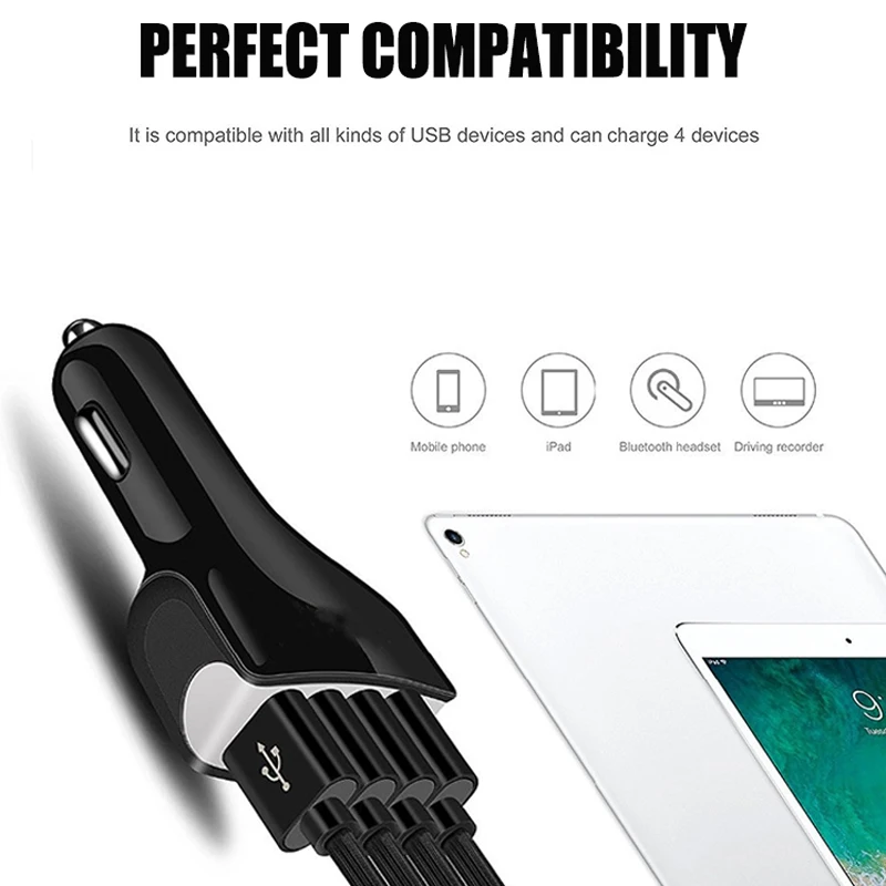 35 вт 4 порта USB автомобильное зарядное устройство QC 3 0 быстрая зарядка для iPhone 11 Pro