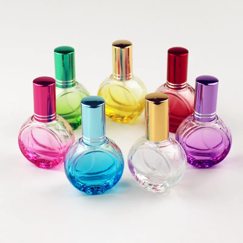

12pcs/lot 10ml Mini Colorful Glass Perfume Bottle Empty Fragrance Bottles Thick Cosmetic Packaging Bottle Refillable Glass Vials