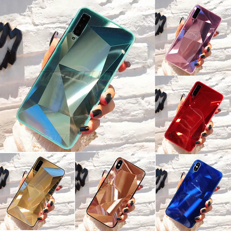 Зеркальный мягкий чехол с алмазным рисунком для Samsung Galaxy A51 A71 A21S A01 A11 A31 A41 A70 A50 A40 A30