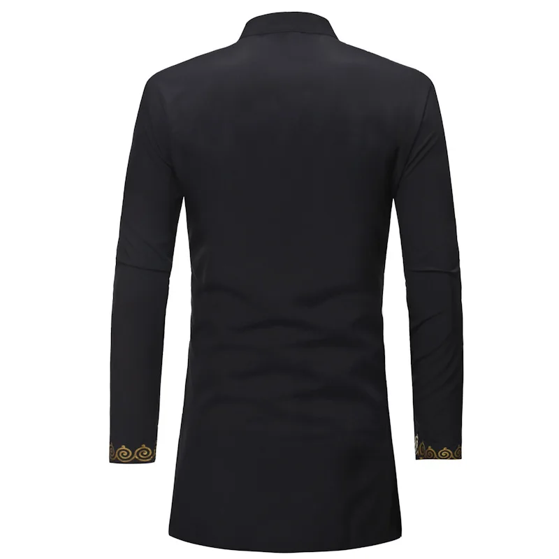 Мужская рубашка с воротником-стойкой Африканский принт Дашики 2022 длинная