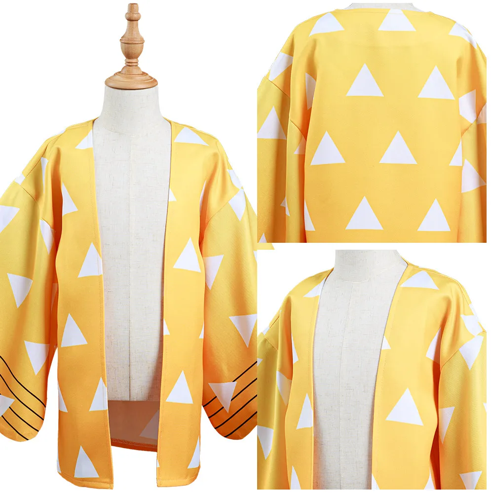 

Дети Косплей демона убийца: Kimetsu без Yaiba Agatsuma Zenitsu плащ Карнавальный Костюм «Человек-паук»; Детские наряды на Хэллоуин, на возраст от двух до в...