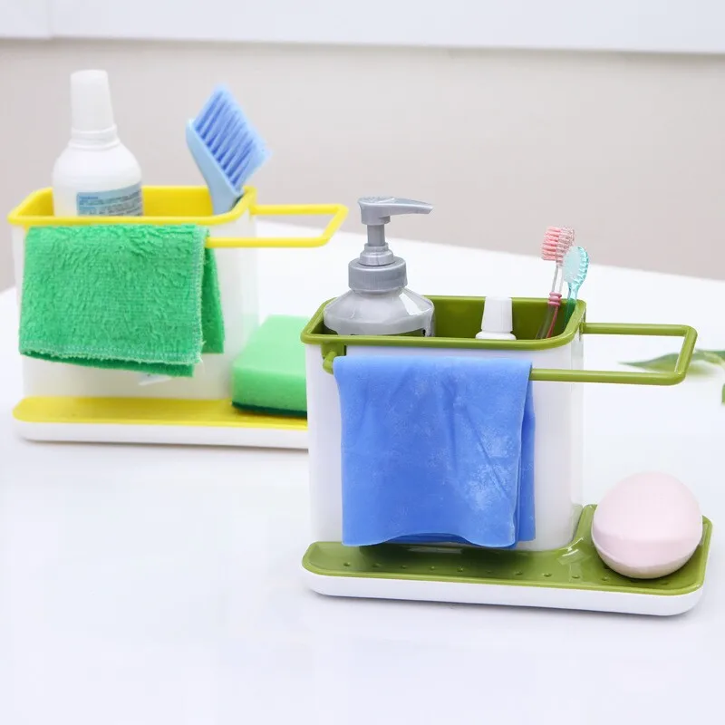 1PC Sponge Kitchen Box Draining Rack Dish Self Sink Storage Organizer Stands Utensils Towl | Дом и сад