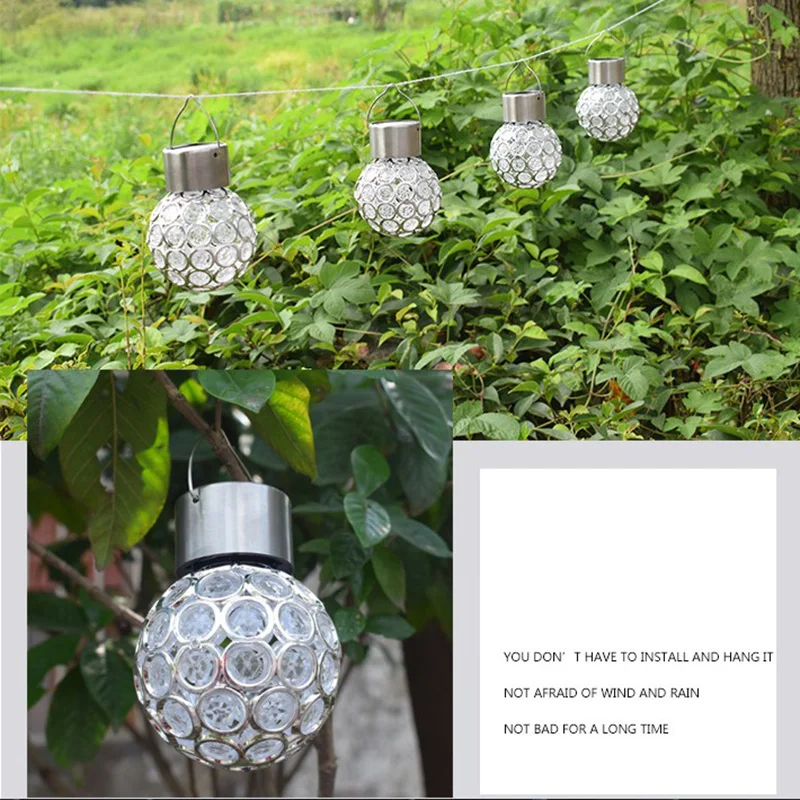 

LED Solar Outdoor Waterproof Lamp Garden Glass Ball Lawn Lamp Round Hollow Light