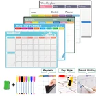 Магнитный Еженедельный Ежемесячный Планировщик Календарь сухая стираемая доска для детей записная книжка на холодильник магнитная доска для записей маркер настенная дверная наклейка