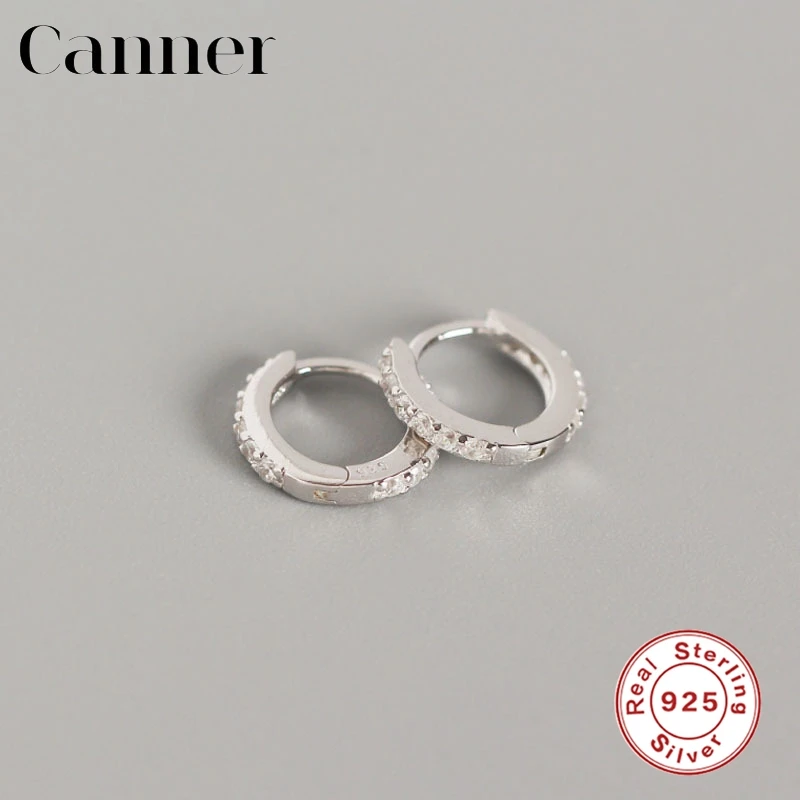 

Canner Huggie Earings For Women Black Crystal Zircon Hoops Piercing Jewelry Sterling Silver 2021 Trend Pendientes Plata 925 W5