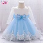 LZH платье для маленьких девочек на день рождения с длинным рукавом элегантное кружевное строченное платье с бантом для девочек платье принцессы костюм для младенцев