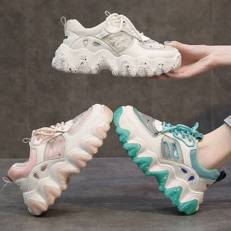 

2020 ladies fall new breathable increased sneakers casual slip wear color tide shoes walking shoes for women