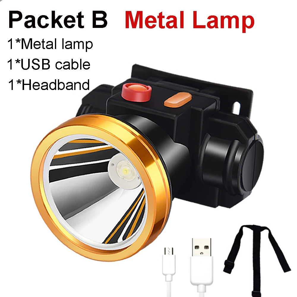 

Mini Portable High Power LED Headlamp Built-in 18650 Battery USB Rechargeable Waterproof Head Torch for Fishing Camping Riding