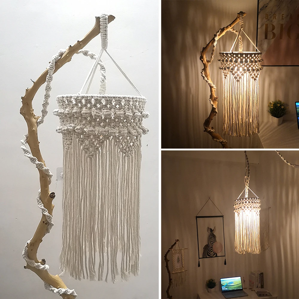 

Boho Decor Macrame Tapestry Wall Hanging Hand-woven Chandelier Lampshade House Model Room Coffee Restaurant Decor Wall Tapestry