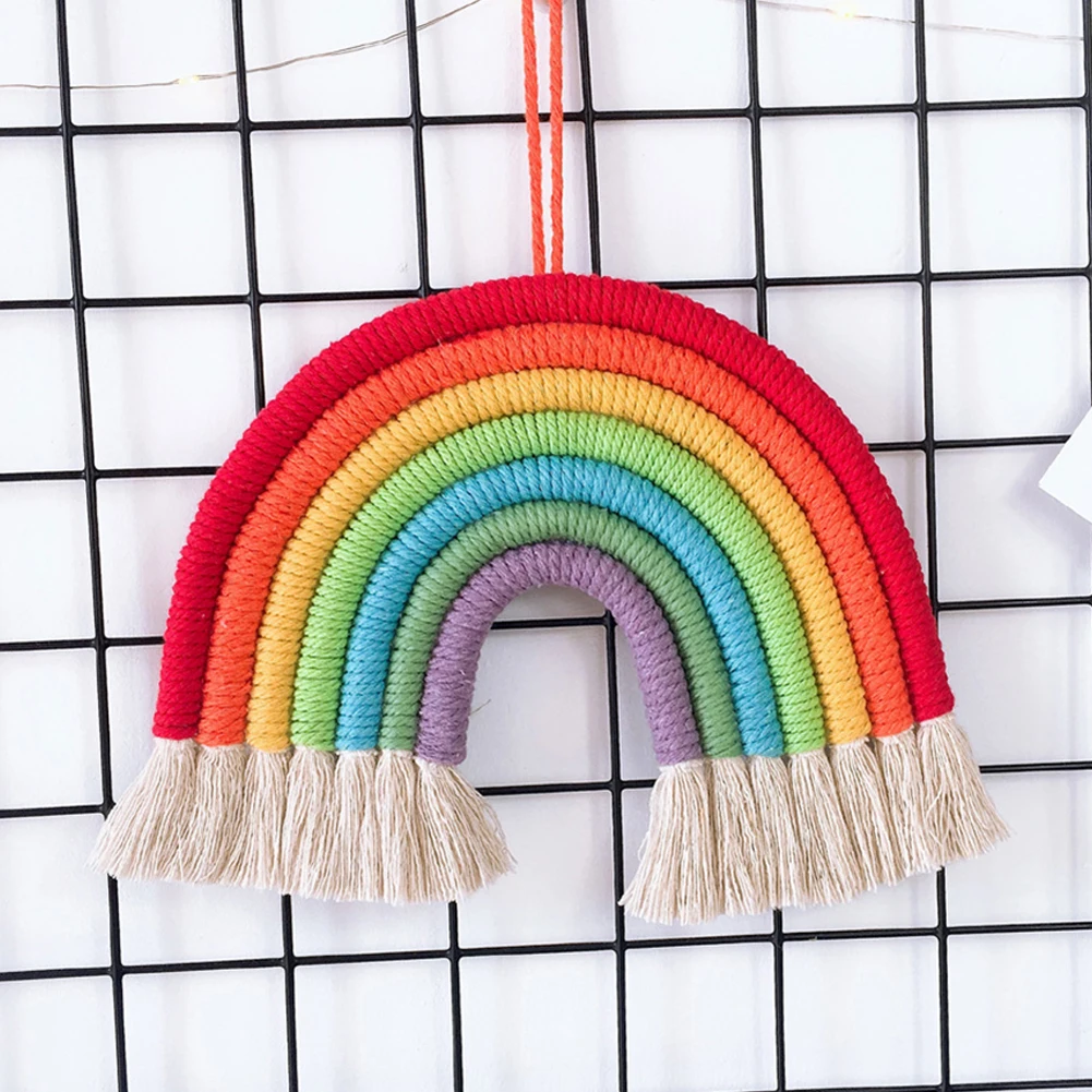 1Pc Hand-woven Rainbow Hanging Decoration Cotton Yarn Bedroom Kids Like Wall Hanging Decoration Accessories 28x27 CM
1Pc Hand-woven Rainbow Hanging Decoration Cotton Yarn Bedroom Kids Like Wall Hanging Decoration Accessories 28x27 CM