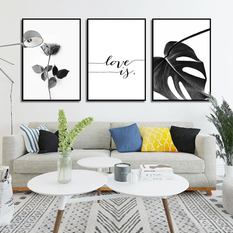 Nordic Minimalist Poster Rose Leaf Horse Black Wall Art Print Canvas Painting Picture Modern Home Living Room Decoration Custom | Дом и сад