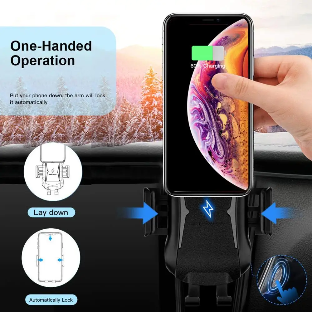 FDGAO 10 Вт Qi Беспроводное Автомобильное зарядное устройство крепление для iPhone XS XR X 8