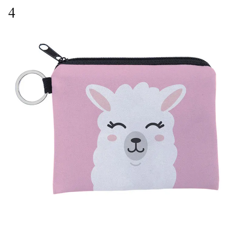 Cartoon Alpaca Printing Square Waterproof Purse Card Key Pouch Girls Cute Small Zipper Coin Holder Wallet | Багаж и сумки