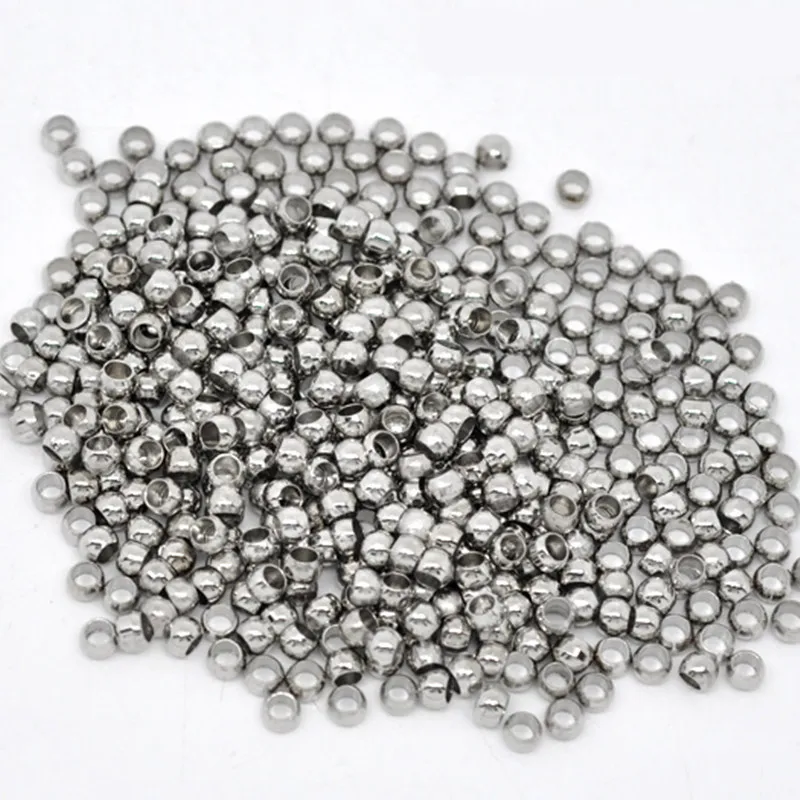Медные Обжимные бусины DoreenBeads круглые винтажные Серебристые для