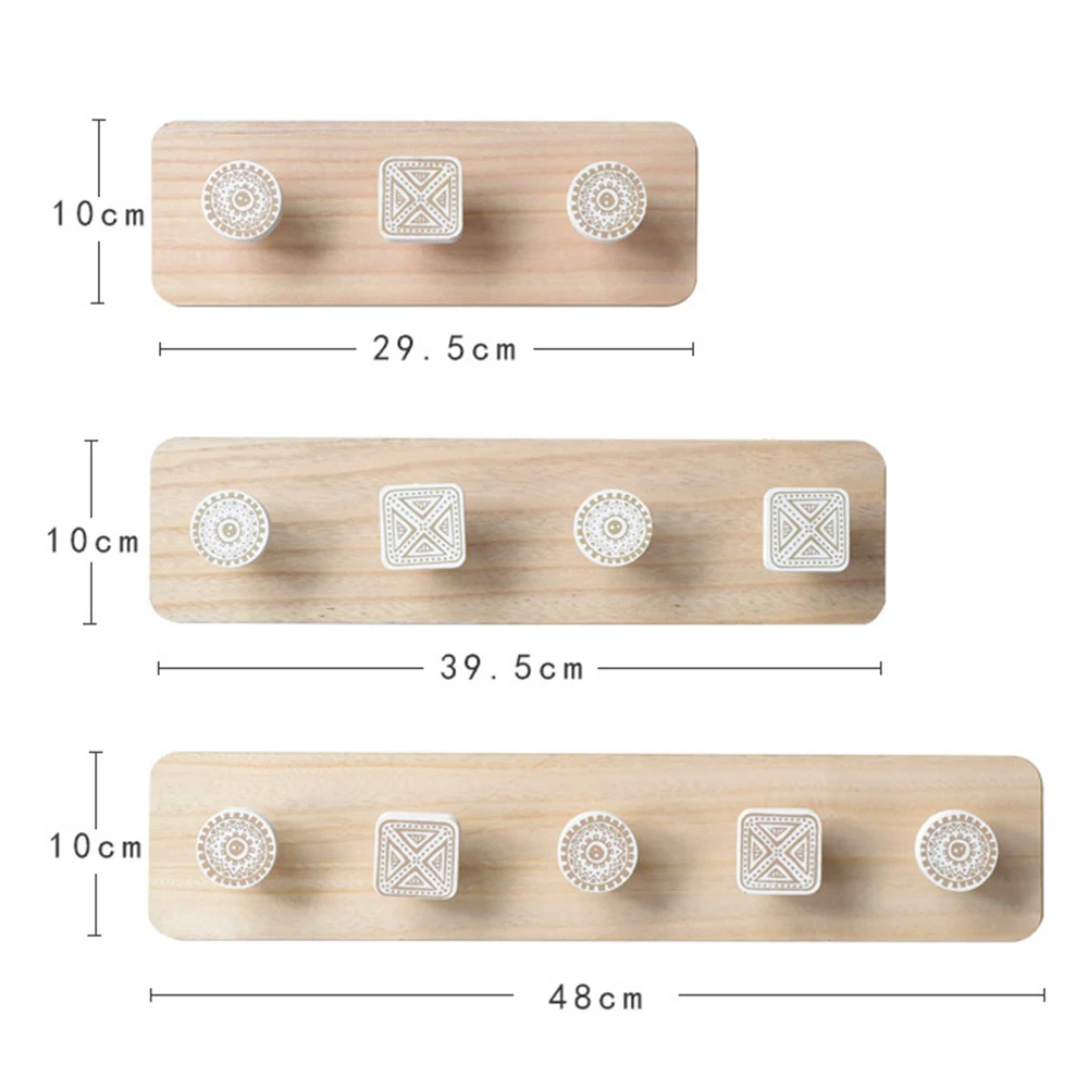 

3/4/5 Hooks Nordic Style Wall Mounted Wood Coat Hanger Storage Rack Home Decor for living room, bedroom, office, shop