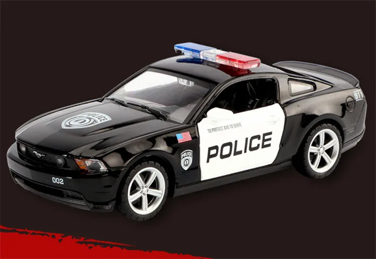 Качество 1:32 Mustang GT Модель из сплава полиции, имитация литья под давлением звук и светильник, игрушка в подарок