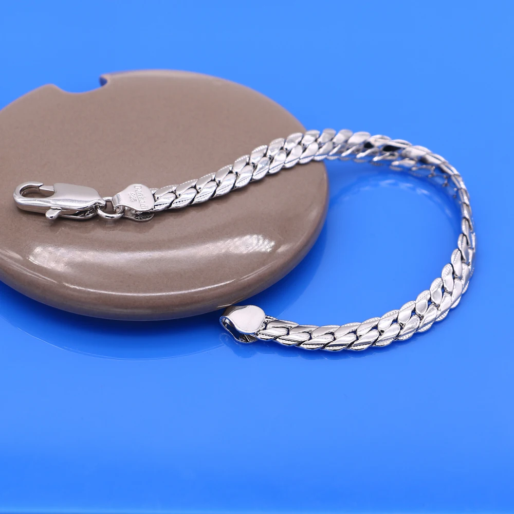 Мужской браслет из серебра 925 пробы серебряное ювелирное изделие 7 мм 17 см|sterling