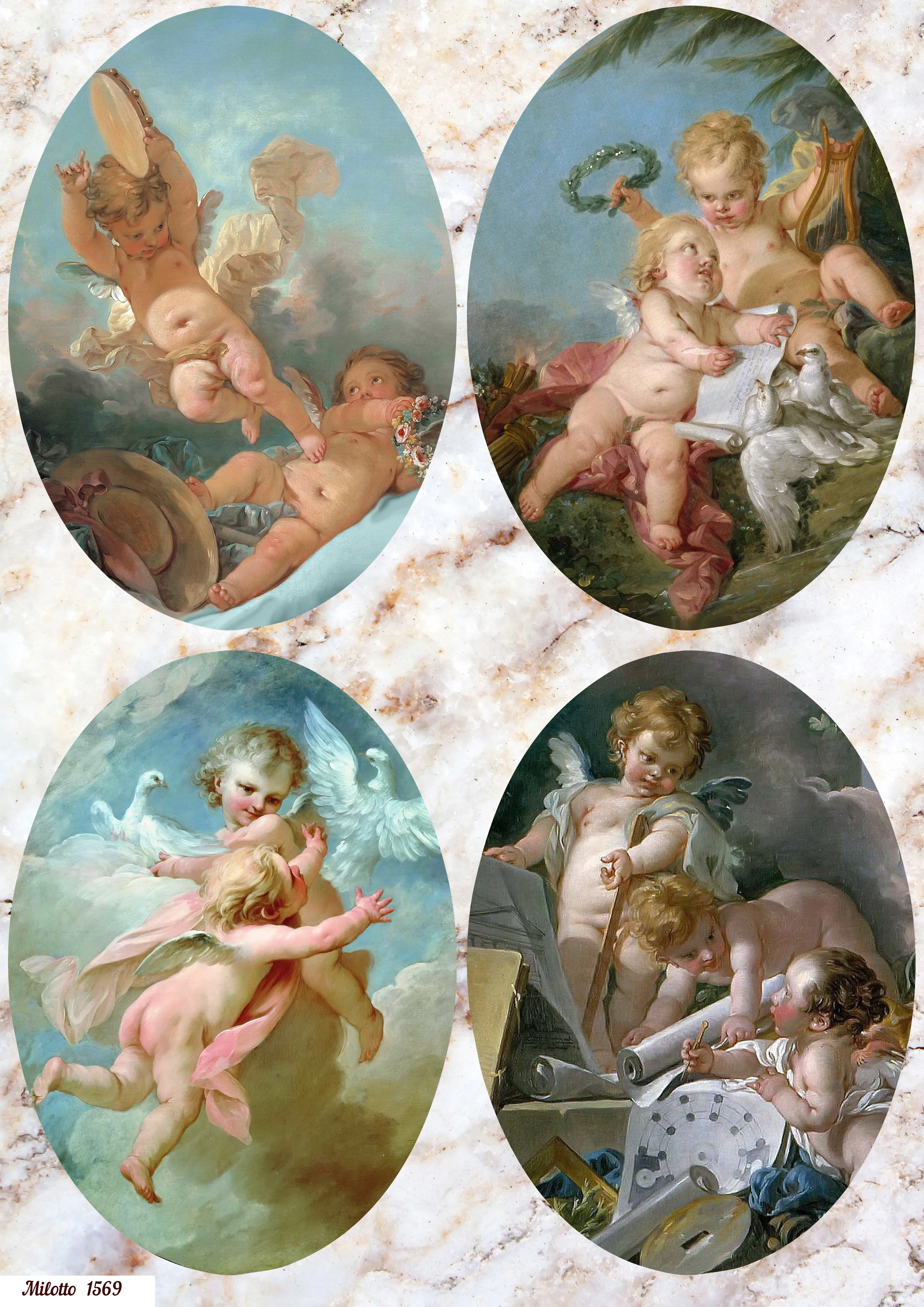 Рисовая бумага для декупажа карта салфетка А4 тонкая 1569 ангелы любовь винтаж