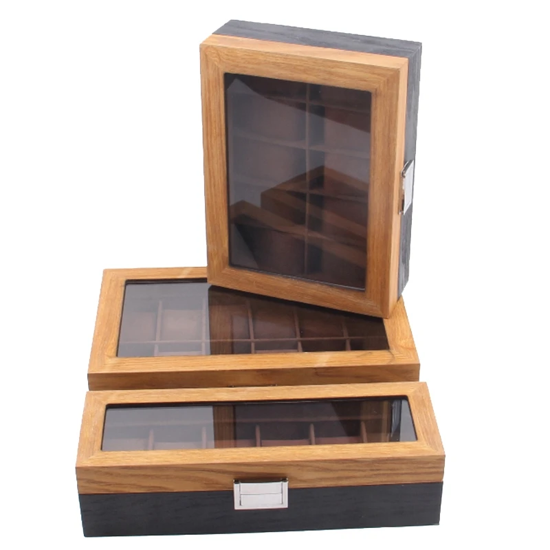 

Retro Wooden Watch Display Case, Glass Topped Wooden Watch Display Case Watch Organizerr,Jewelry Storage Case