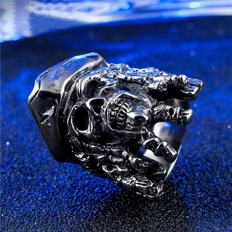

Punk Style Pirates of the Caribbean Jack Finger Rings For Women Unique 316l Stainless Steel Wedding Band Jewelry Engagement Gift