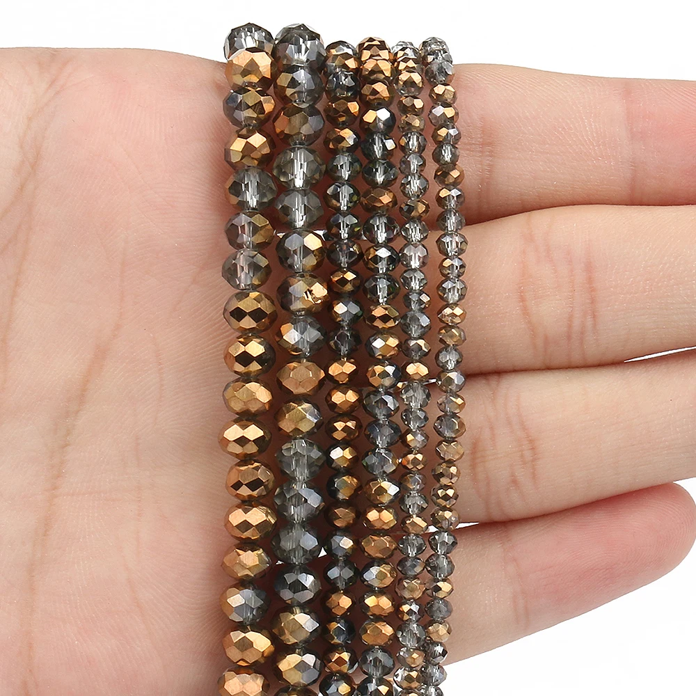 

3/4/6/8 мм граненые серые блестящие бриллиантовые Позолоченные плоские круглые свободные бусины бриллиантовые серьги для браслета