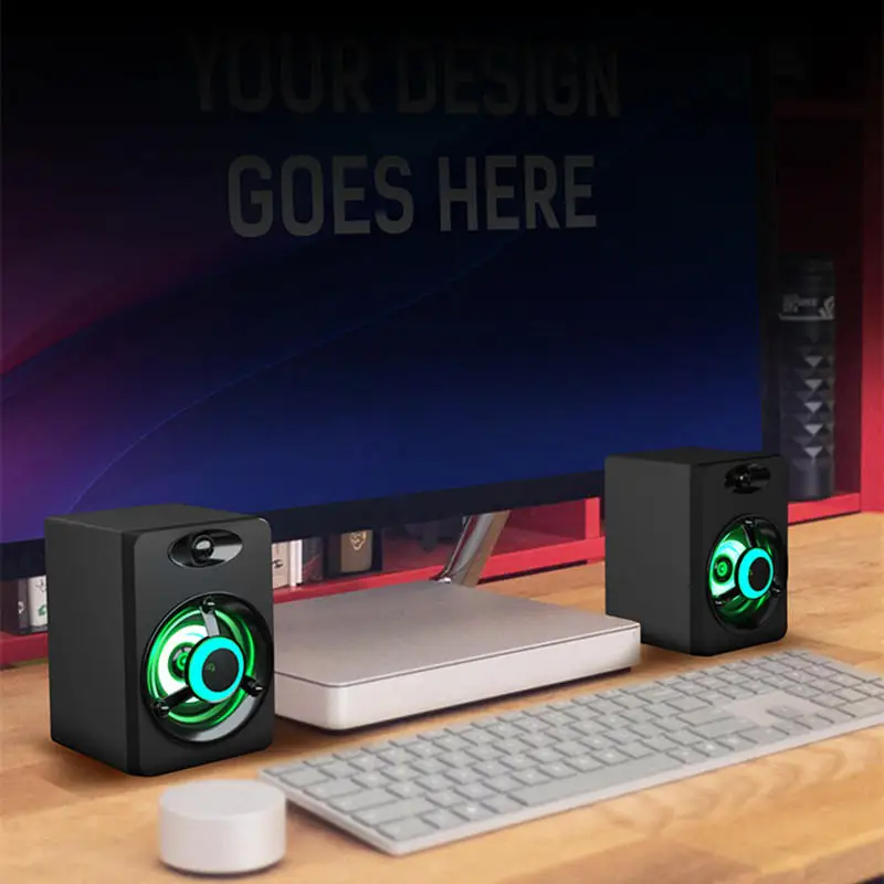 

Multimedia 2.1 Desktop Computer Speaker LED Light Heavy Bass Subwoofer Home Speaker USB Power Supply for PC Laptop Cellphone