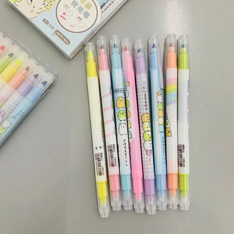 8 шт./упак. забавные Sumikko бледно Цвет Gurashi подсветка флуоресцентного стираемая