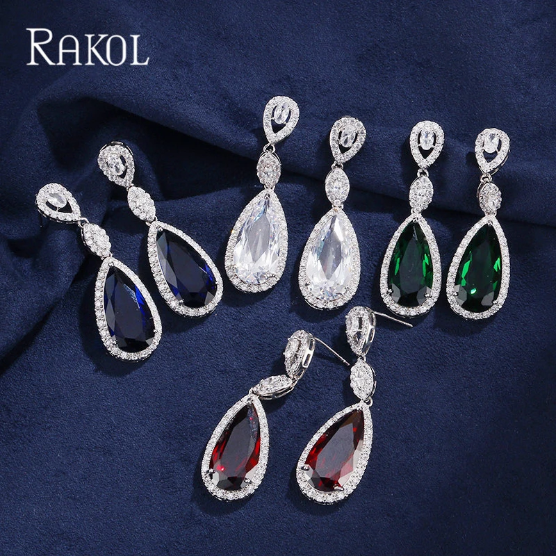 RAKOL Классические Подвески в форме капелек из Кубического циркония длинные