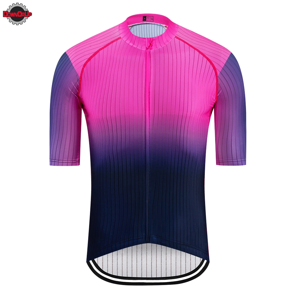 Новый градиент цвета Велоспорт Джерси ropa ciclismo Лето короткий рукав велосипедная