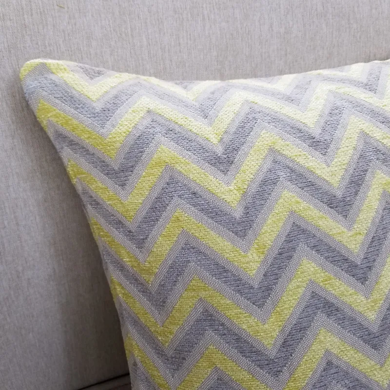 Современные Геометрические желтый серый зигзаг синель тканые жаккардовые