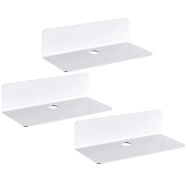 Floating Shelves Set of 3 with Cable Clips - Easily Expand Wall Space - Acrylic Small Wall Shelf, Small Display Shelf