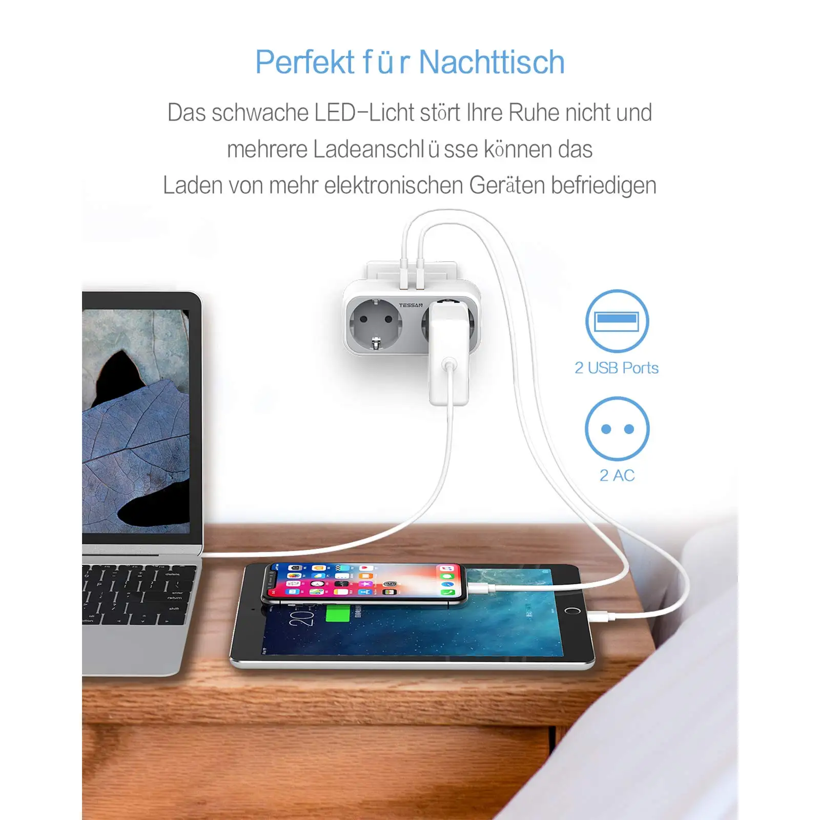 TESSAN штепсельная вилка европейского стандарта Мощность пропилен каучука