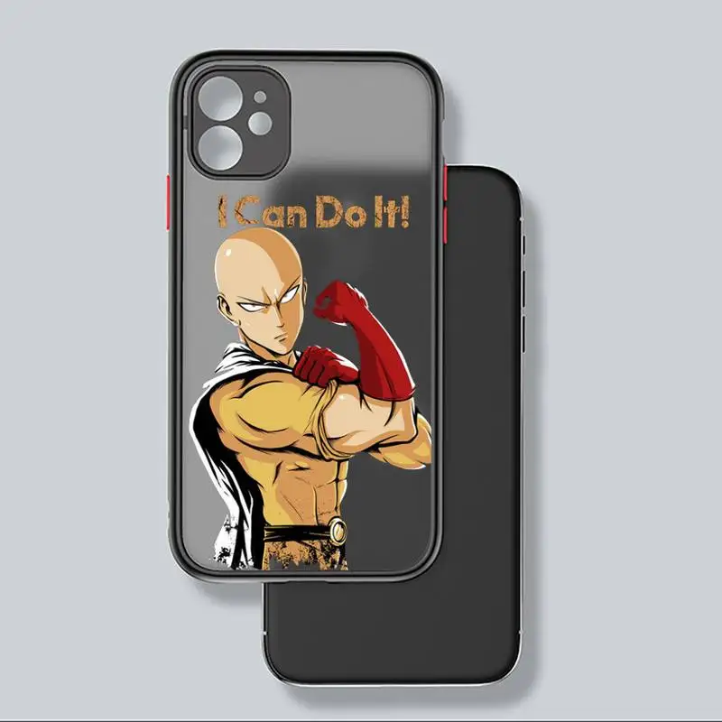 

Anime One Punch Man Phone Case black matte transparent For iPhone 7 8 x xs xr 11 12 pro plus mini max Clear Funda