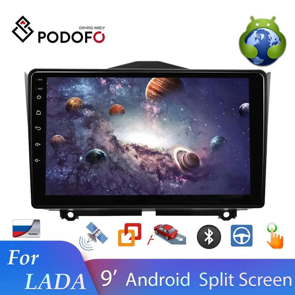 Автомобильный мультимедийный видеоплеер Podofo 2din 9 дюймов Android 1 + 16 ГБ GPS Wi Fi IPS
