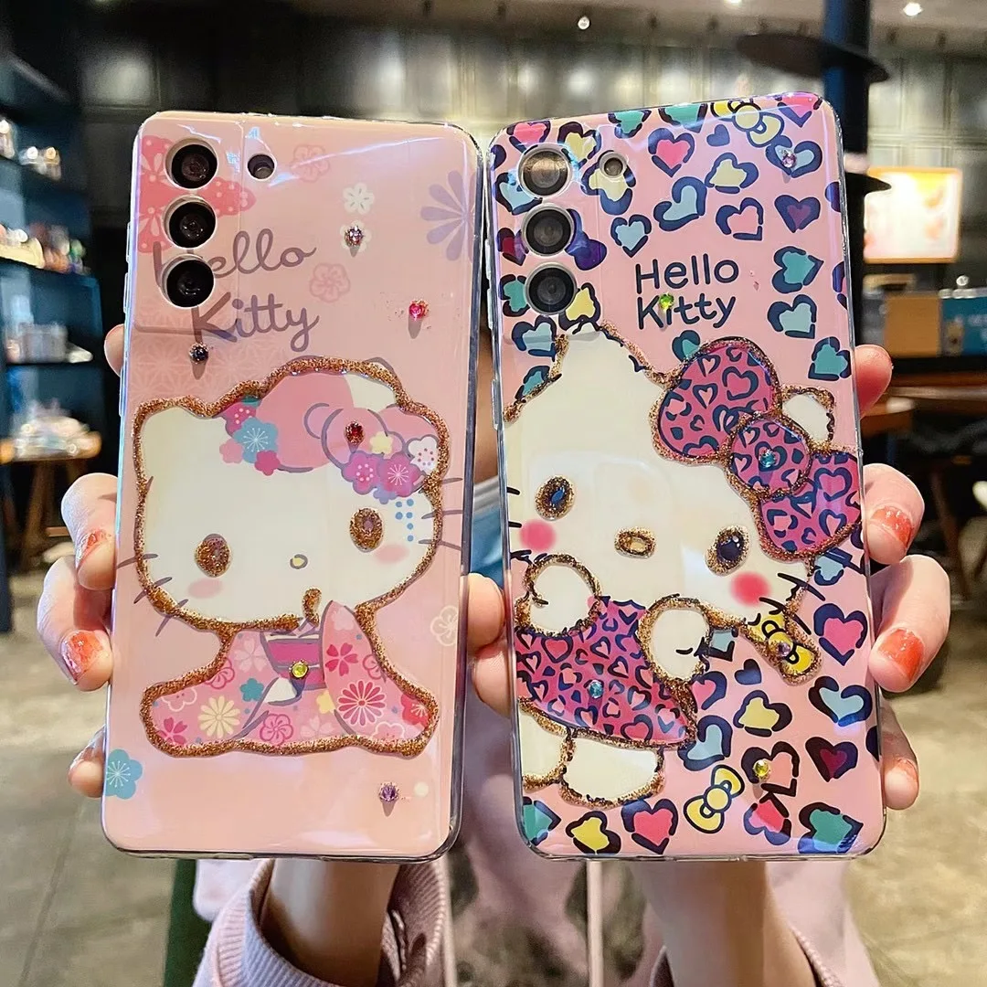 

For Girl Cute Cartoon Samsung Phone Case Galaxy Note20 20 Ultra Glitter Soft Case Samsung S10 S20 FE S20 Ultra S21 S21Plus Case