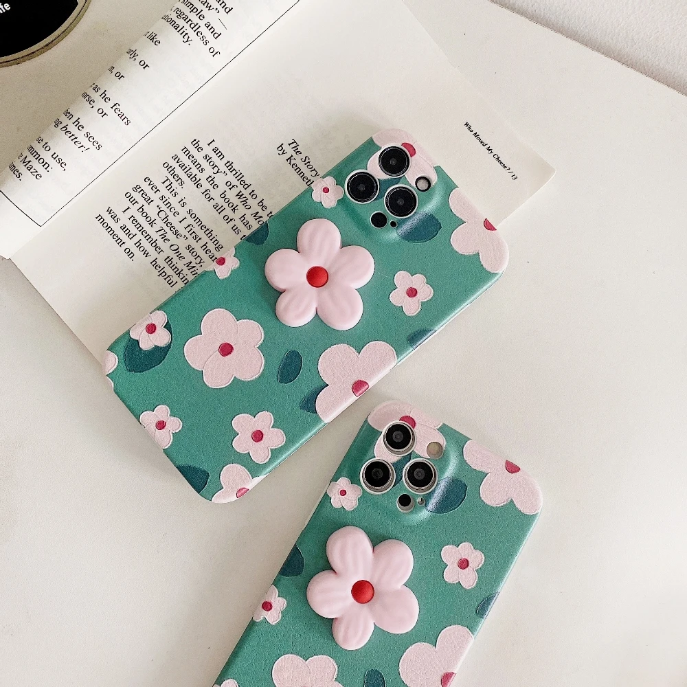 

sumkeymi Phone Case for IPhone 12 11 Pro XS Max Case Soft 3D Korean Flowers Cover for IPhone 8 7 Plus SE 2020 Protective Cover
