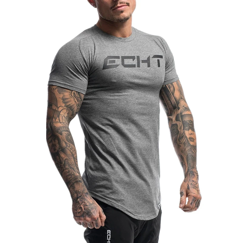 

2021 summer men's t-shirt fashion printing short-sleeved cotton t-shirt fashion casual gym fitness bodybuilding exercise tee men