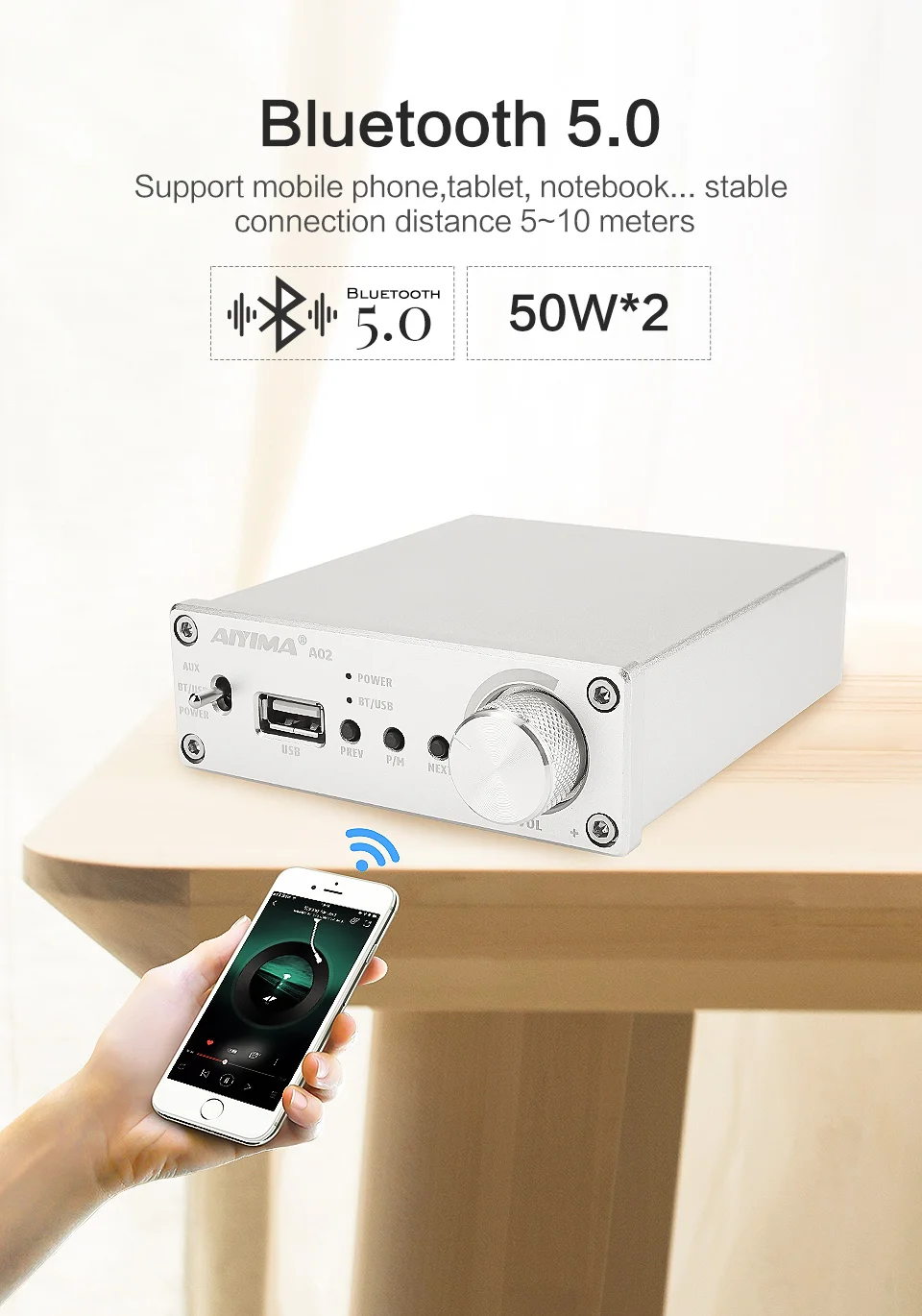 AIYIMA TPA3116D2 усилители 50 Вт* 2 Bluetooth 5,0 стерео усилитель аудио усилитель мощности динамика DIY для домашнего звукового театра